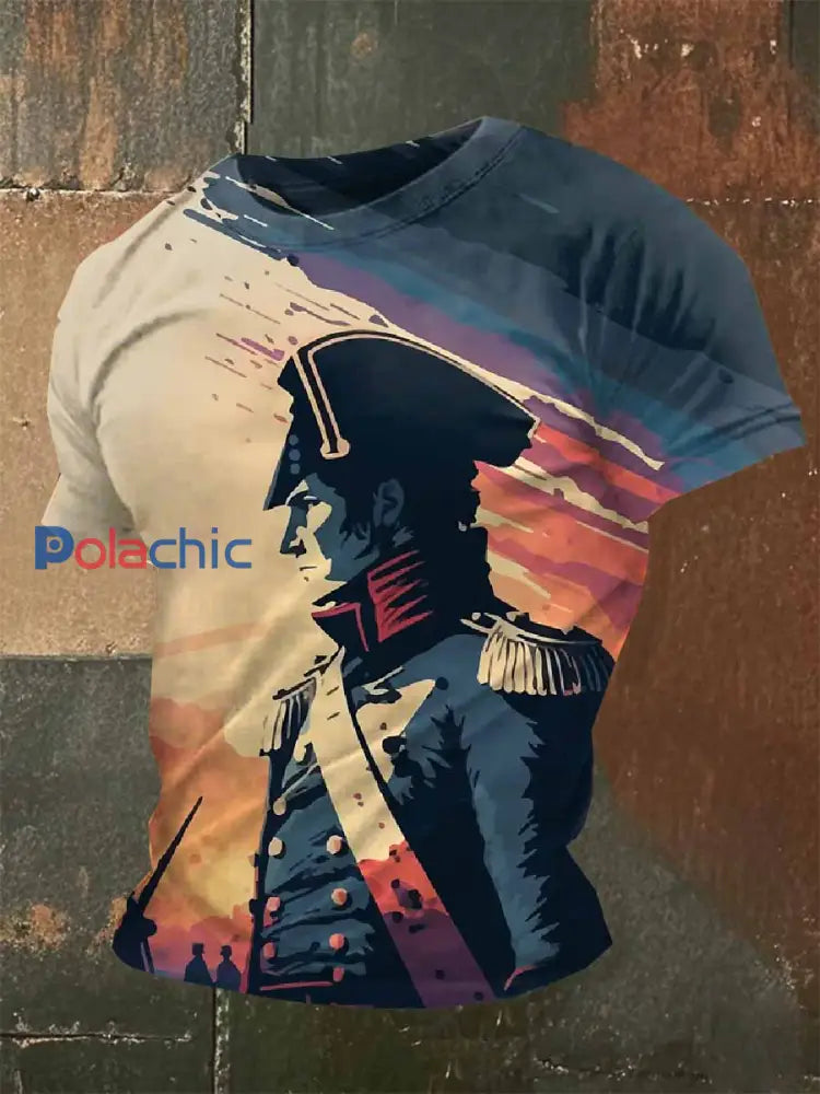 T Shirt Casual Avec Imprimé Napoléon Vintage comme image / S