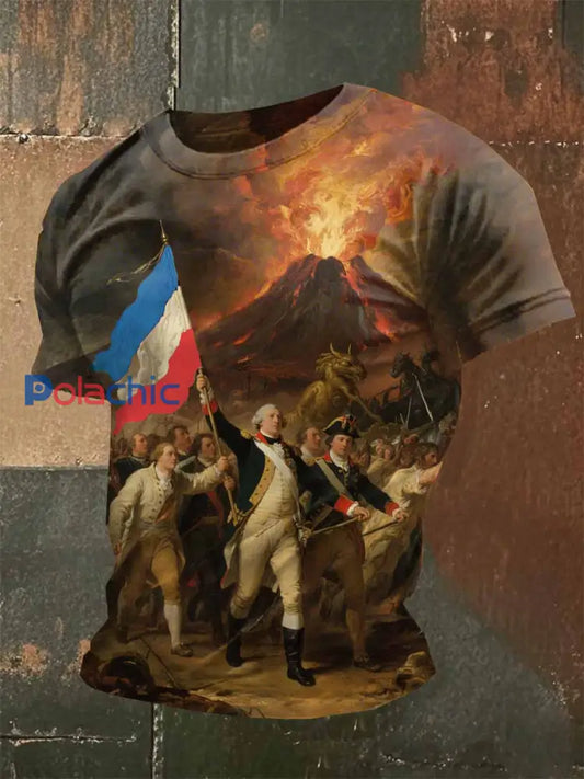 T Shirt Casual Imprimé Vintage Pour Homme comme image / S