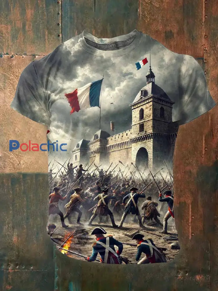 T Shirt Casual Imprimé Vintage Pour Homme comme image / S