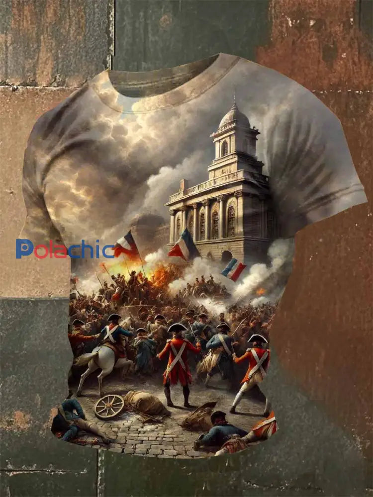 T Shirt Casual Imprimé Vintage Pour Homme comme image / S