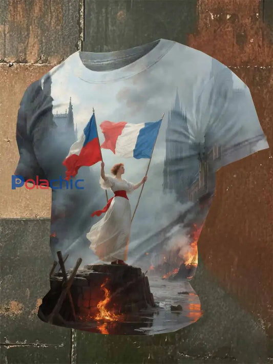 T Shirt Casual Imprimé Vintage Pour Homme comme image / S