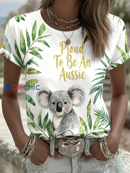 T-shirt confortable décontracté vintage de vacances australiennes pour femmes A / S