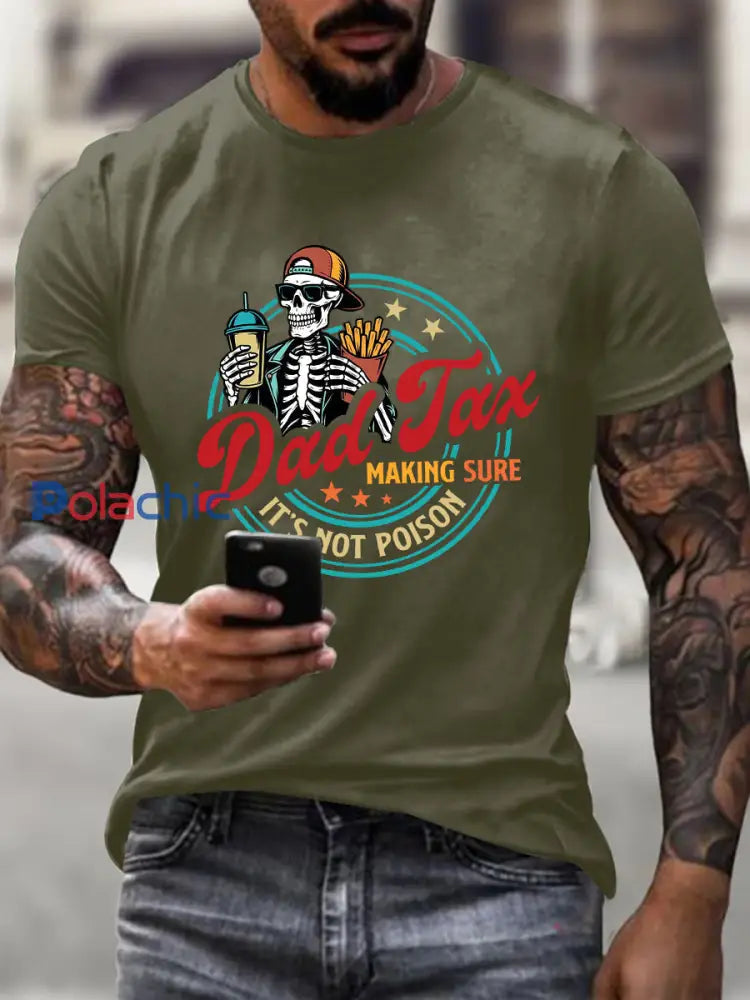 T-shirt Dad Tax Homme vert d’armée / S