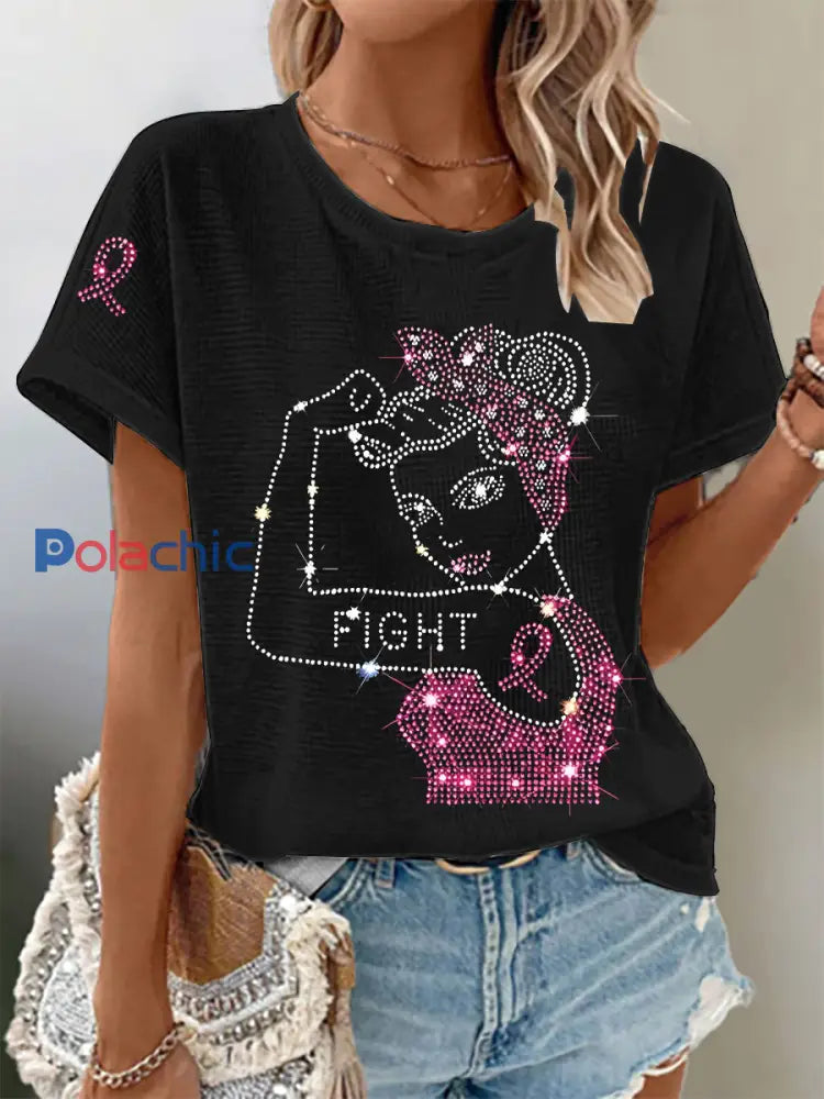 T-shirt de combat Warrior rose pour femmes Noir / S