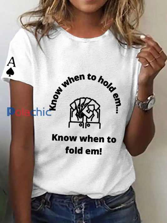 T-shirt de la philosophie de la vie de poker pour femmes Blanc / S
