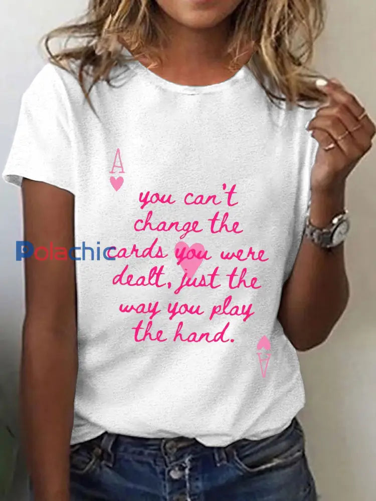 T-shirt de la philosophie de la vie de poker pour femmes Blanc / S