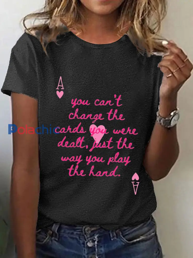 T-shirt de la philosophie de la vie de poker pour femmes Noir / S