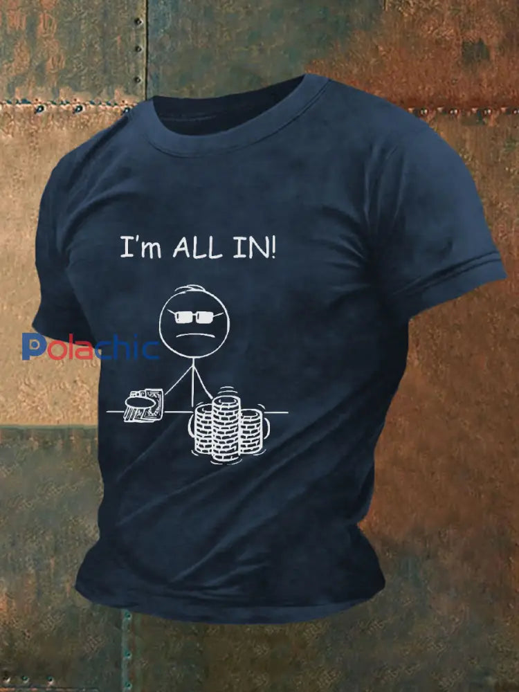 T-shirt de poker pour hommes Bleu Marine / S