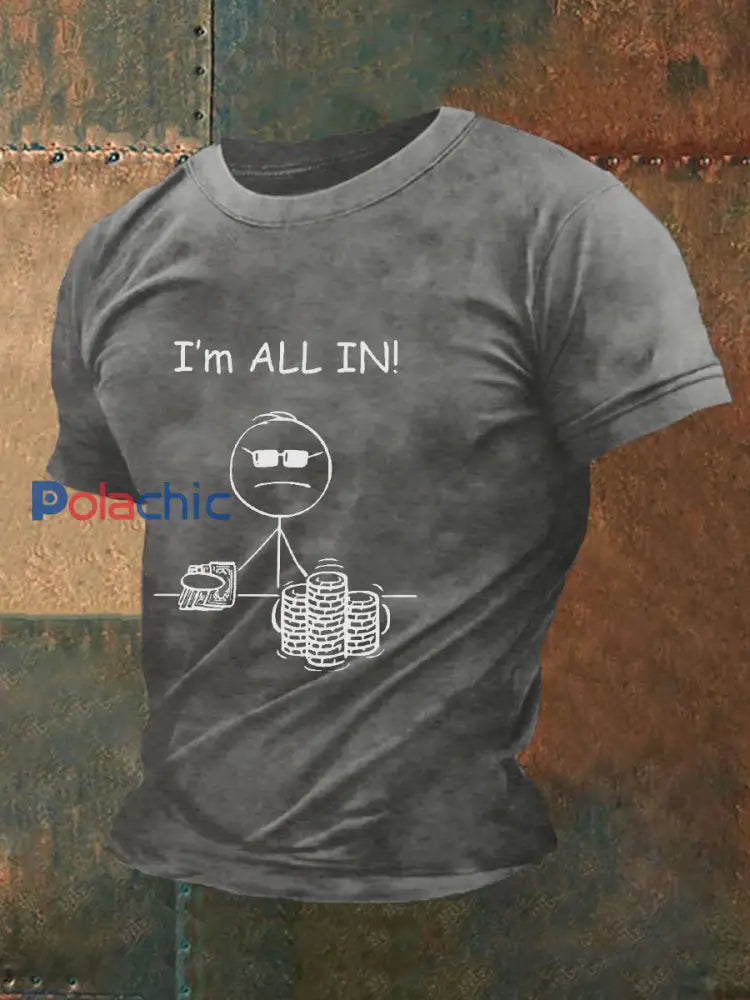 T-shirt de poker pour hommes Gris Clair / S
