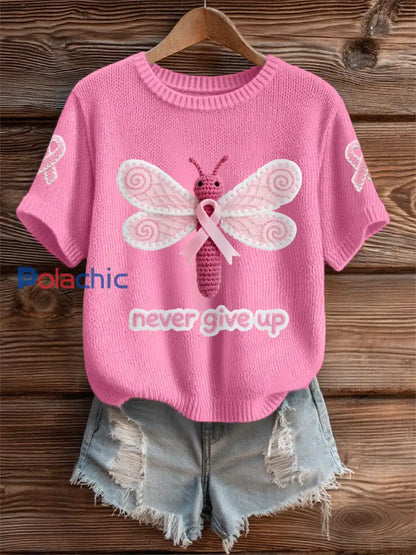 T shirt de soutien de sensibilisation au cancer du sein ruban rose libellule rose des femmes rose foncé / S