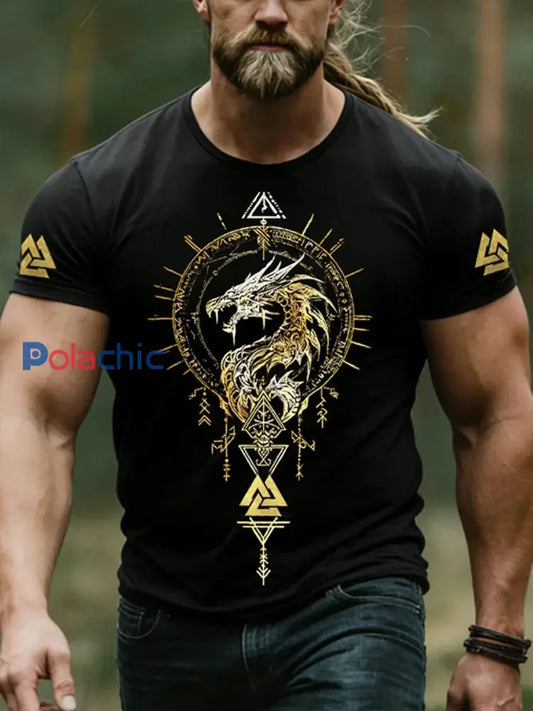 T-shirt de style viking pour hommes Noir / S