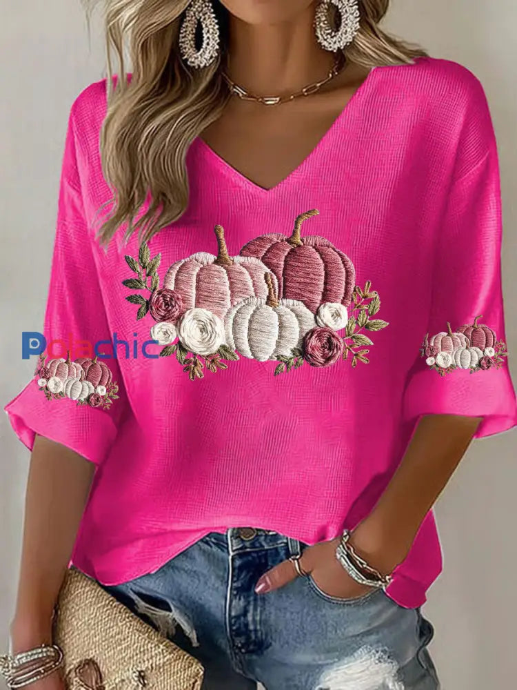 T-shirt décontracté à imprimé floral Cancer du sein pour femmes Rose Rouge / S