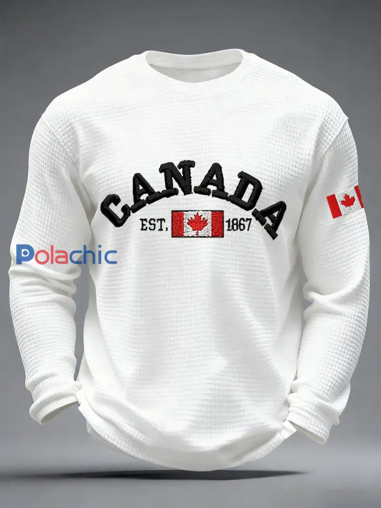 T-shirt décontracté à imprimé gaufré CANADA pour homme Blanc / S