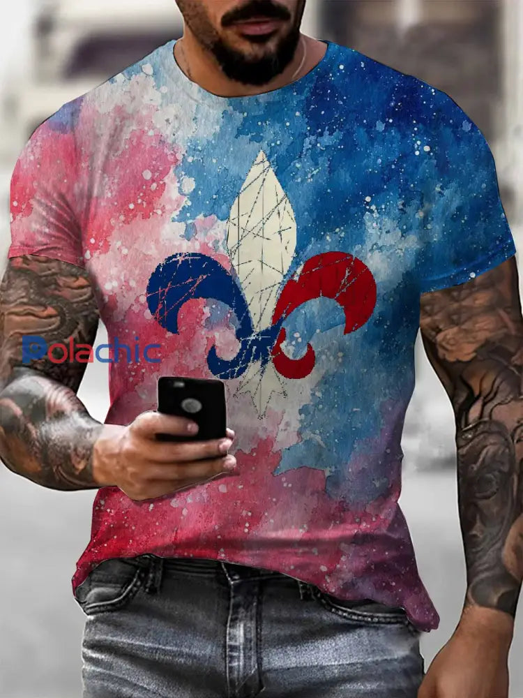 T Shirt Décontracté À Imprimé Lys Français Vintage comme image / S