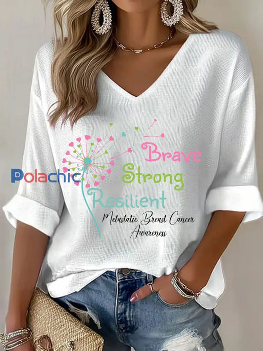 T shirt décontracté à imprimé métastatique pour femmes Blanc / S