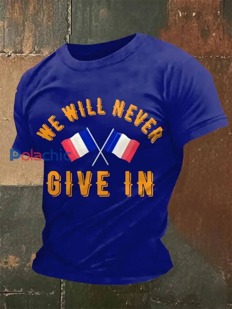 T-Shirt Décontracté À Imprimé Rétro Français Pour Homme comme image / S