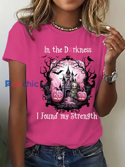 T-shirt décontracté à imprimé sensibilisation au cancer du sein pour femmes Rose Rouge / S