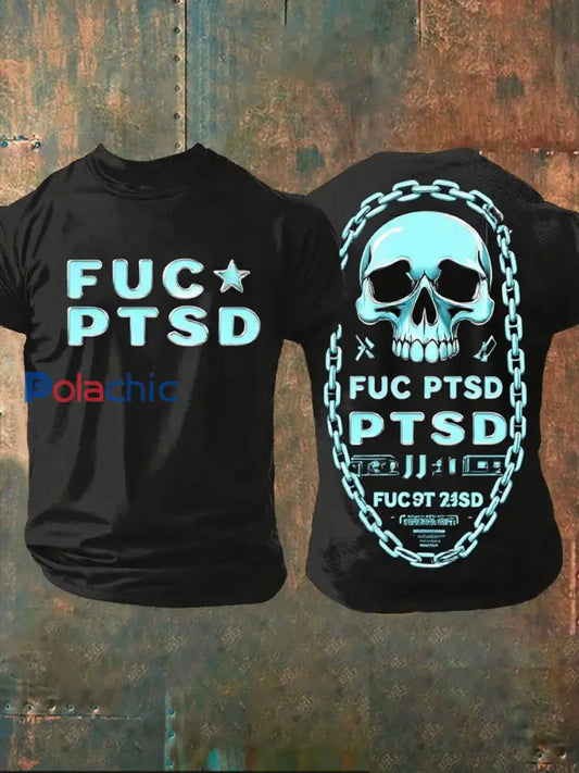 T-shirt décontracté à imprimé vétéran Sensibilisation au SSPT pour hommes A / S