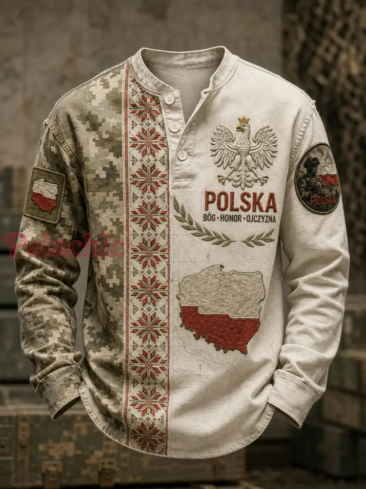 T-shirt décontracté de la culture militaire polonaise pour hommes - A / S