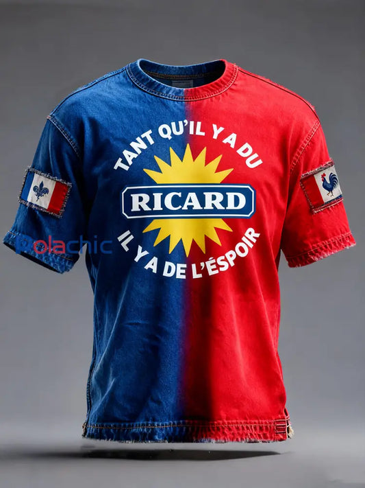 T-shirt décontracté Drapeau français Ricard pour homme A / S