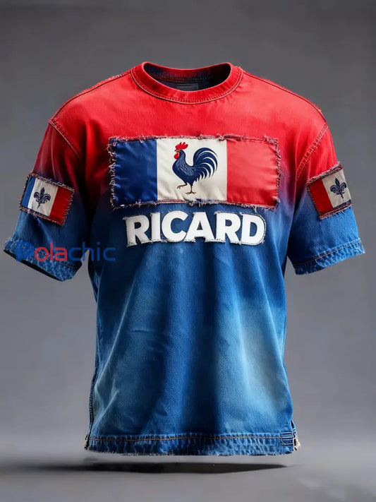 T-shirt décontracté Drapeau français Ricard pour homme A / S