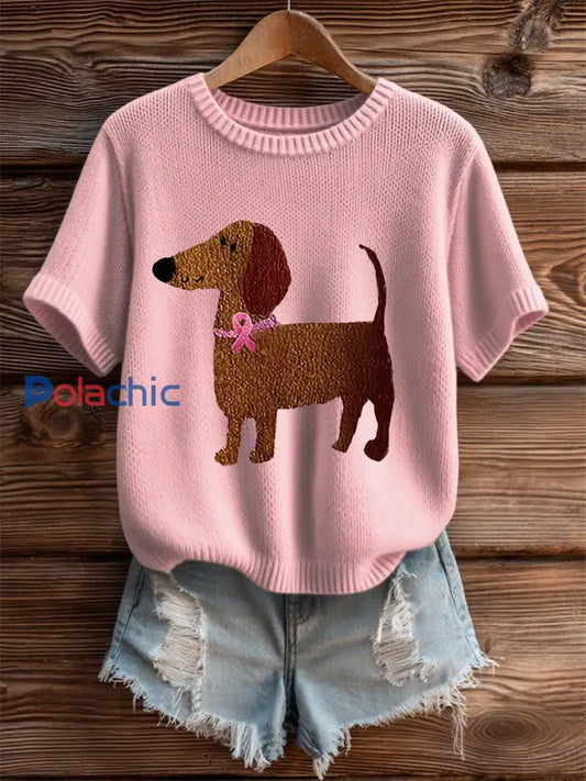 T shirt Décontracté Femme Imprimé Ruban Rose rose clair / S