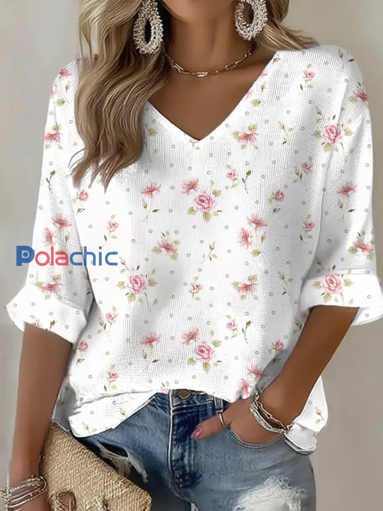 T-shirt Décontracté Femme Rose Cancer Du Sein Imprimé comme image / S