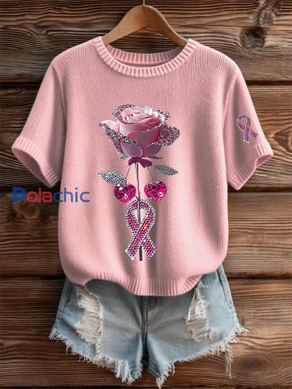 T shirt Décontracté Femme Rose Imprimé Floral rose clair / S