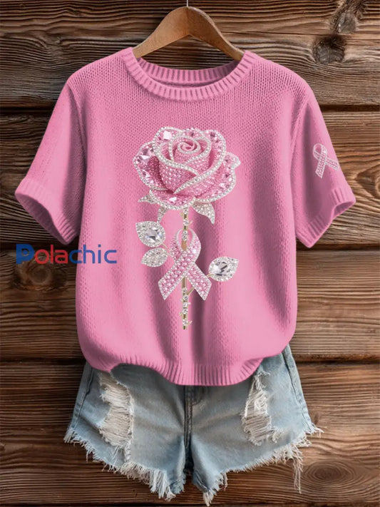 T shirt Décontracté Femme Rose Imprimé Floral rose / S