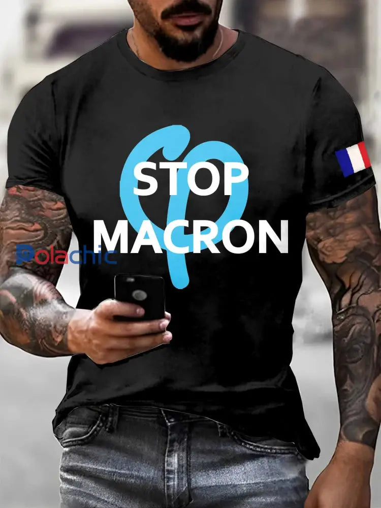 T-Shirt Décontracté Homme Imprimé Français comme image / S