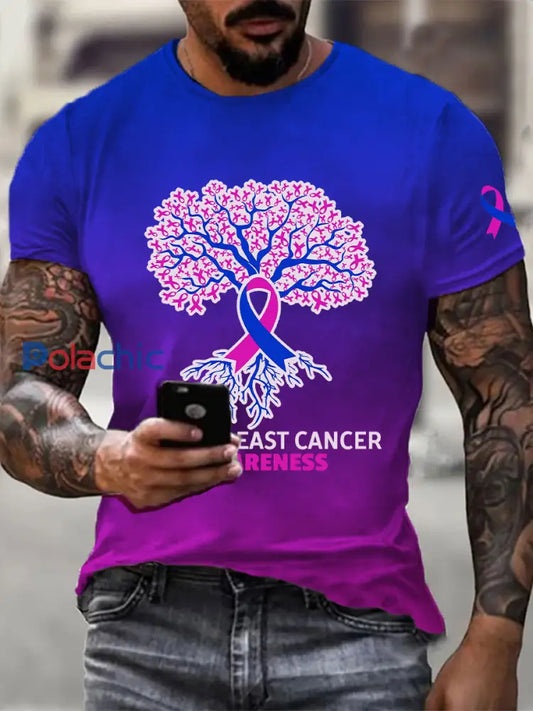 T shirt décontracté imprimé de sensibilisation au cancer du sein pour hommes comme image / S