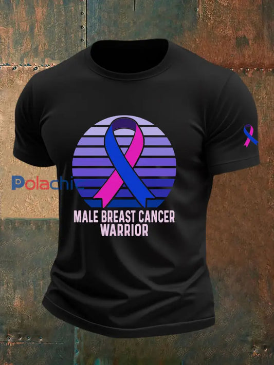 T shirt décontracté imprimé de sensibilisation au cancer du sein pour hommes noir / S