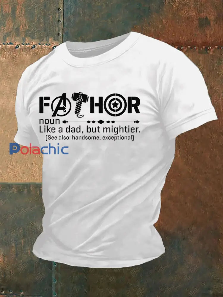 T-shirt décontracté imprimé fête des pères pour hommes Blanc / S