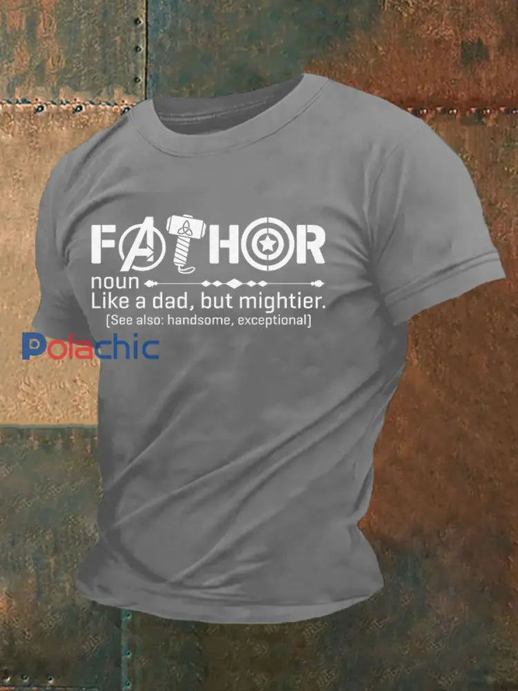 T-shirt décontracté imprimé fête des pères pour hommes Gris clair / S