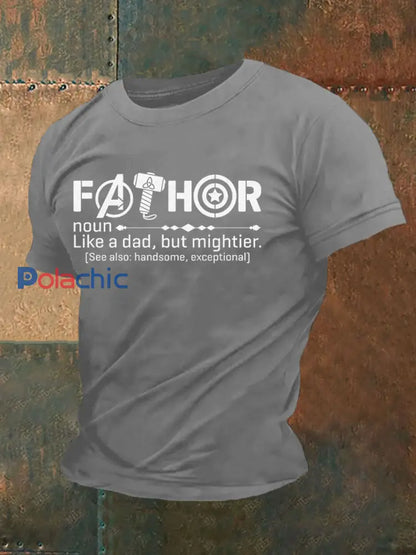 T-shirt décontracté imprimé fête des pères pour hommes Gris clair / S