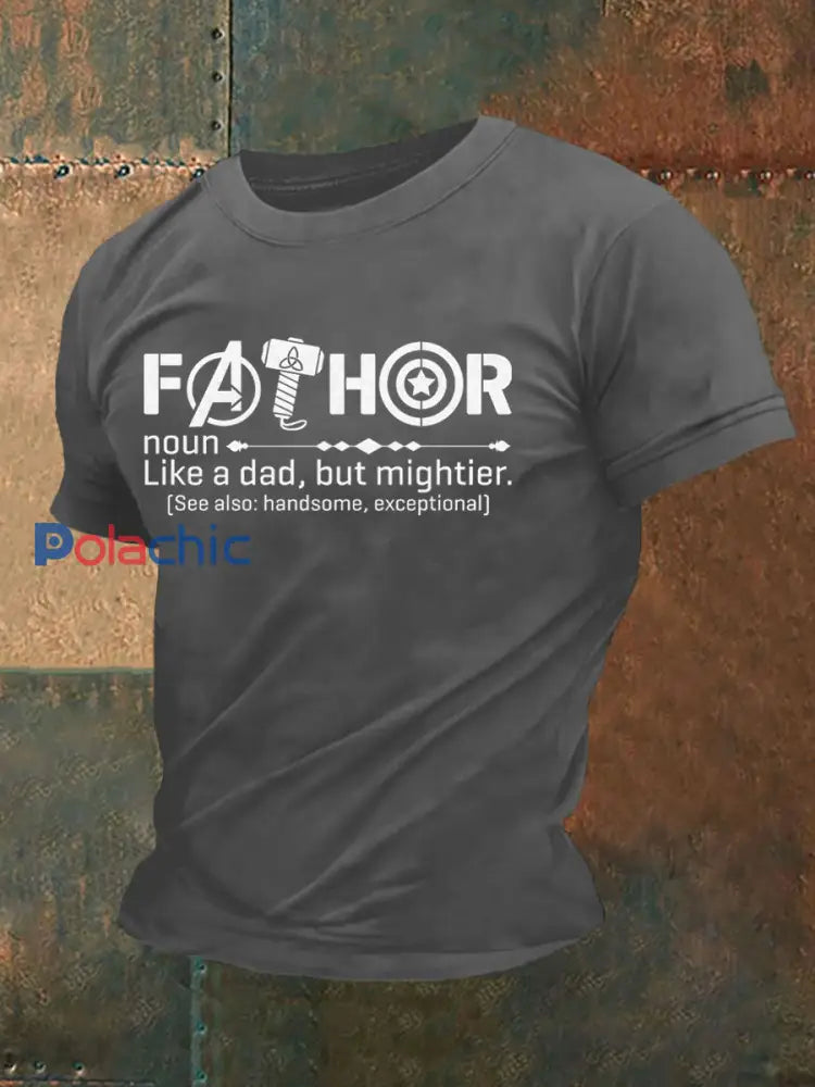 T-shirt décontracté imprimé fête des pères pour hommes Gris foncé / S