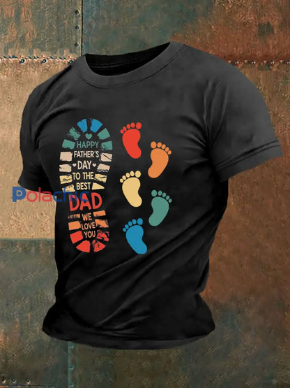 T-shirt décontracté imprimé fête des pères pour hommes Noir / S