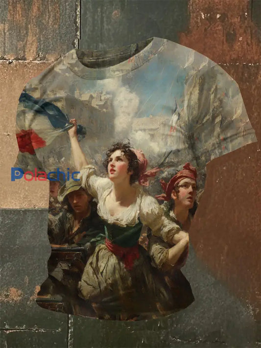 T-Shirt Décontracté Imprimé Français Vintage comme image / S