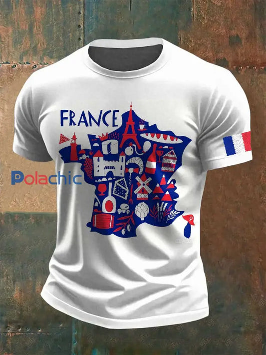 T-Shirt Décontracté Imprimé Français Vintage comme image / S