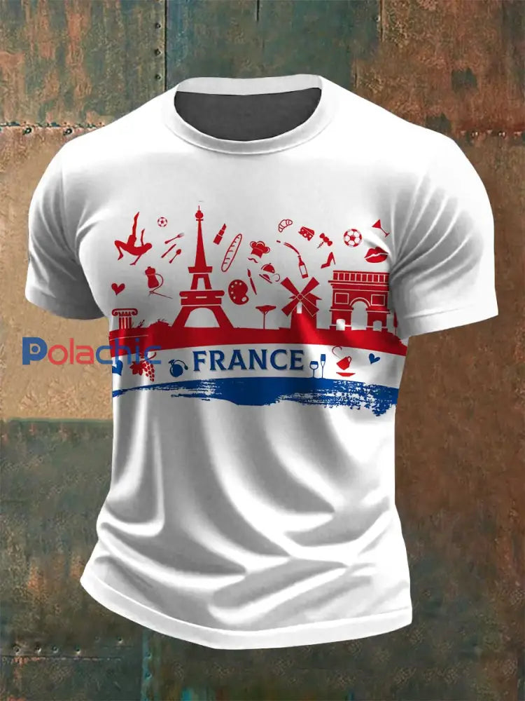 T-Shirt Décontracté Imprimé Français Vintage comme image / S