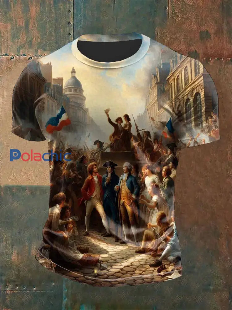 T-Shirt Décontracté Imprimé Français Vintage comme image / S