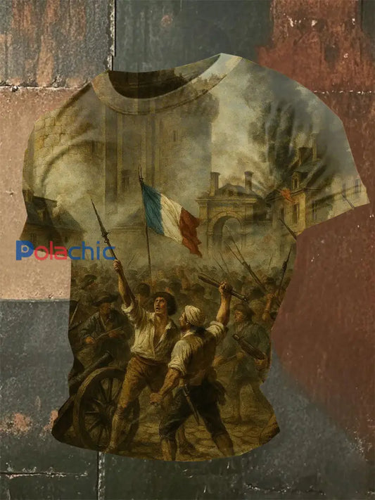 T-Shirt Décontracté Imprimé Français Vintage comme image / S