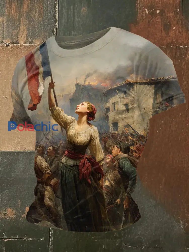 T-Shirt Décontracté Imprimé Français Vintage comme image / S