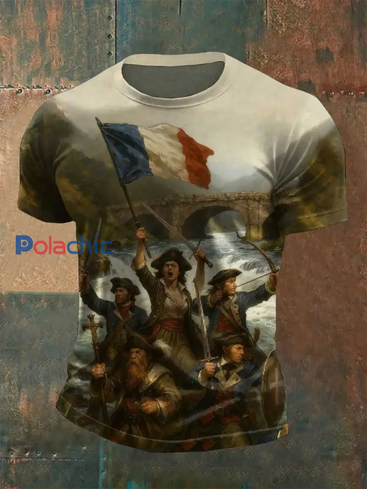 T-Shirt Décontracté Imprimé Français Vintage comme image / S