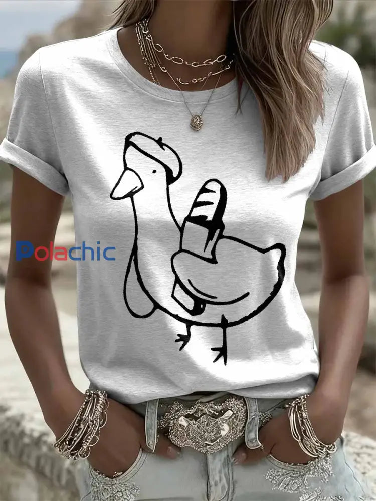 T-Shirt Décontracté Imprimé Français Vintage comme image / S