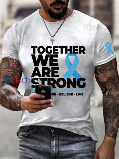T shirt décontracté imprimé sensibilisation au cancer de la prostate pour hommes Blanc / S