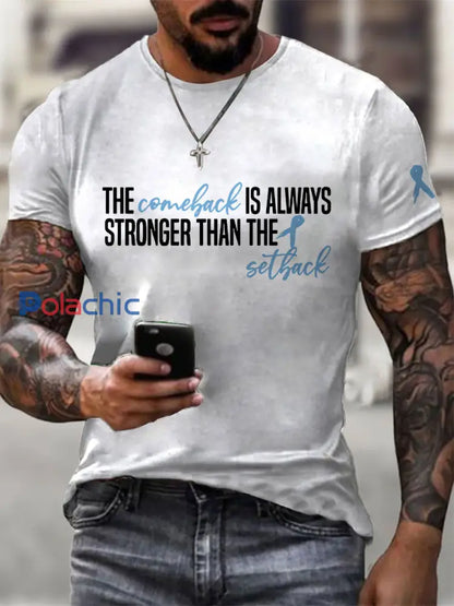 T shirt décontracté imprimé sensibilisation au cancer de la prostate pour hommes blanc / S