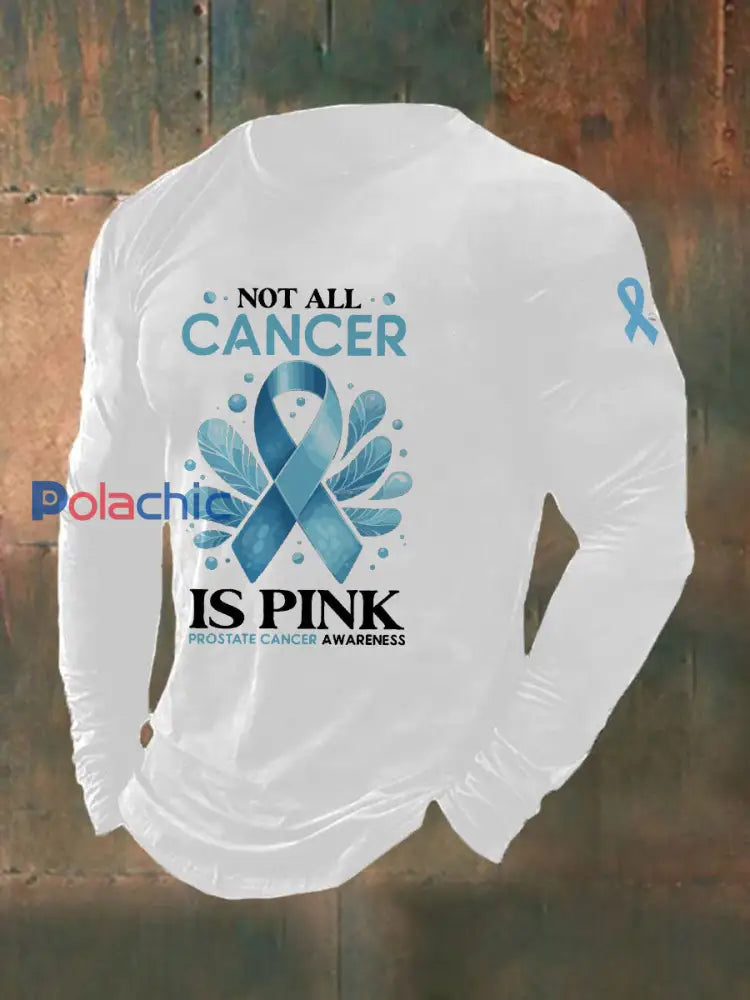 T shirt décontracté imprimé sensibilisation au cancer de la prostate pour hommes blanc / S