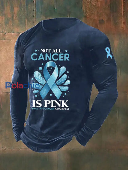 T shirt décontracté imprimé sensibilisation au cancer de la prostate pour hommes bleu marine / S