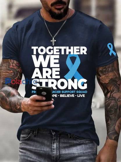 T shirt décontracté imprimé sensibilisation au cancer de la prostate pour hommes Bleu marine / S